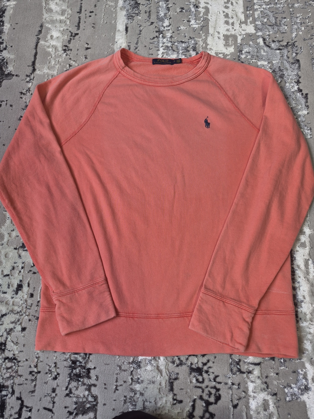 Polo Ralph Lauren Men's Coral Red Spa Terry Raglan Pullover Sweatshirt Size M